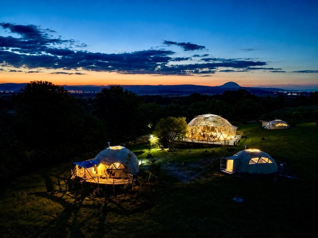 The domes glowing after dark